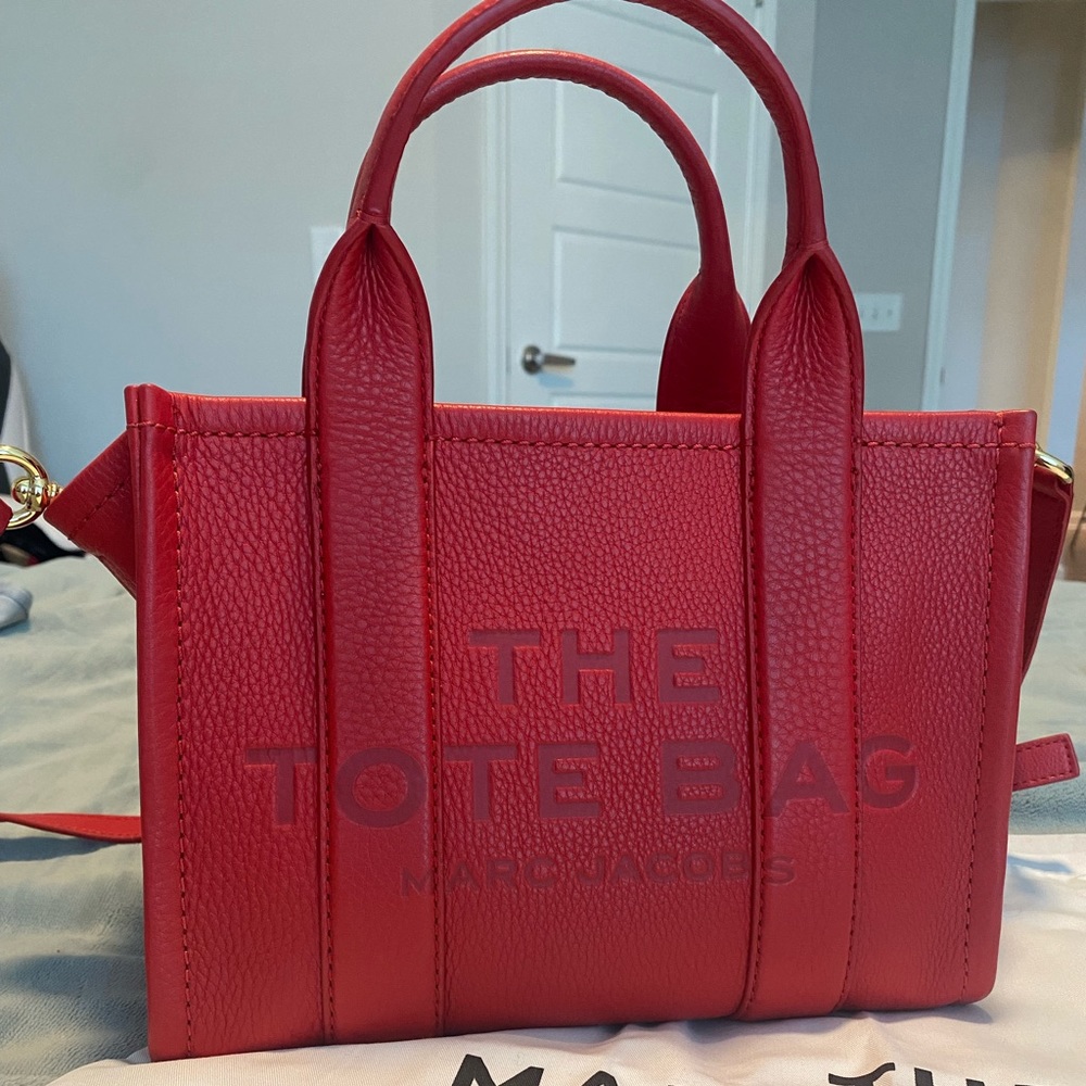 Marc Jacobs The Mini Leather Tote Bag in True Red